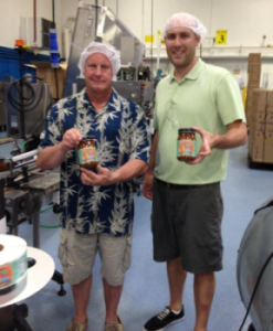 Dave, with the first jar of salsa off the 
production line.